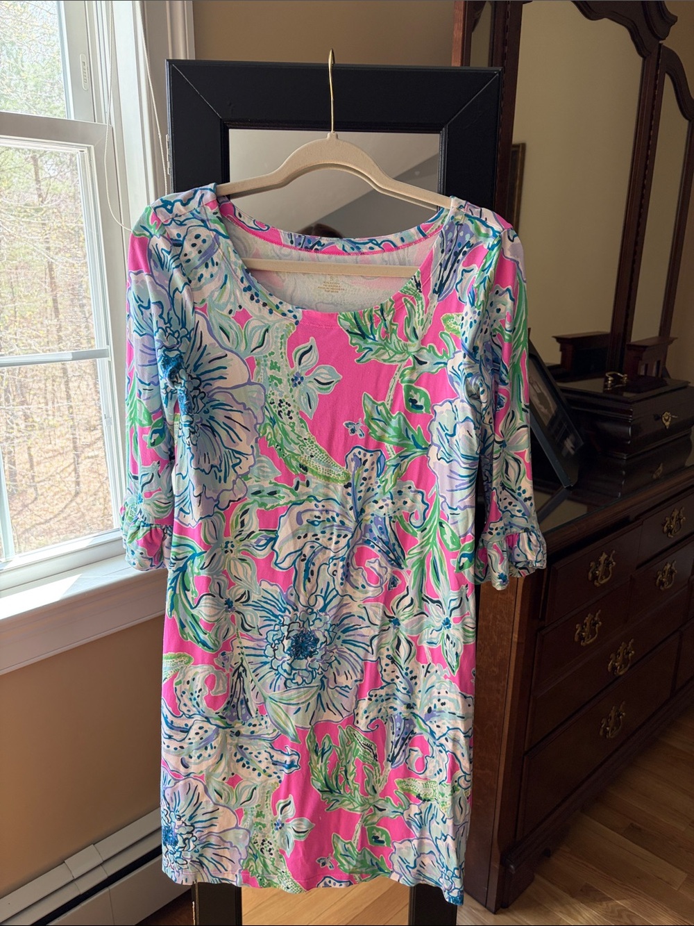 Lilly Pulitzer Pink Floral Scoop-Neck Mini Dress